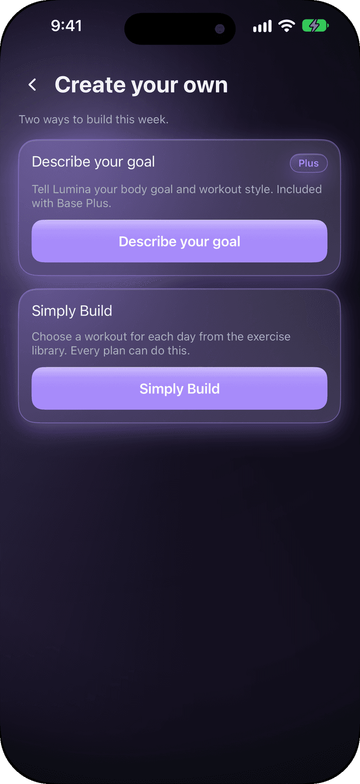 Simply Build screen for planning a training day